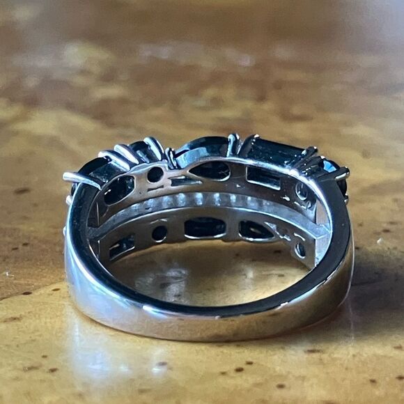Natural Black Spinel Sterling Silver Ring Size 5.75 - Picture 5 of 9